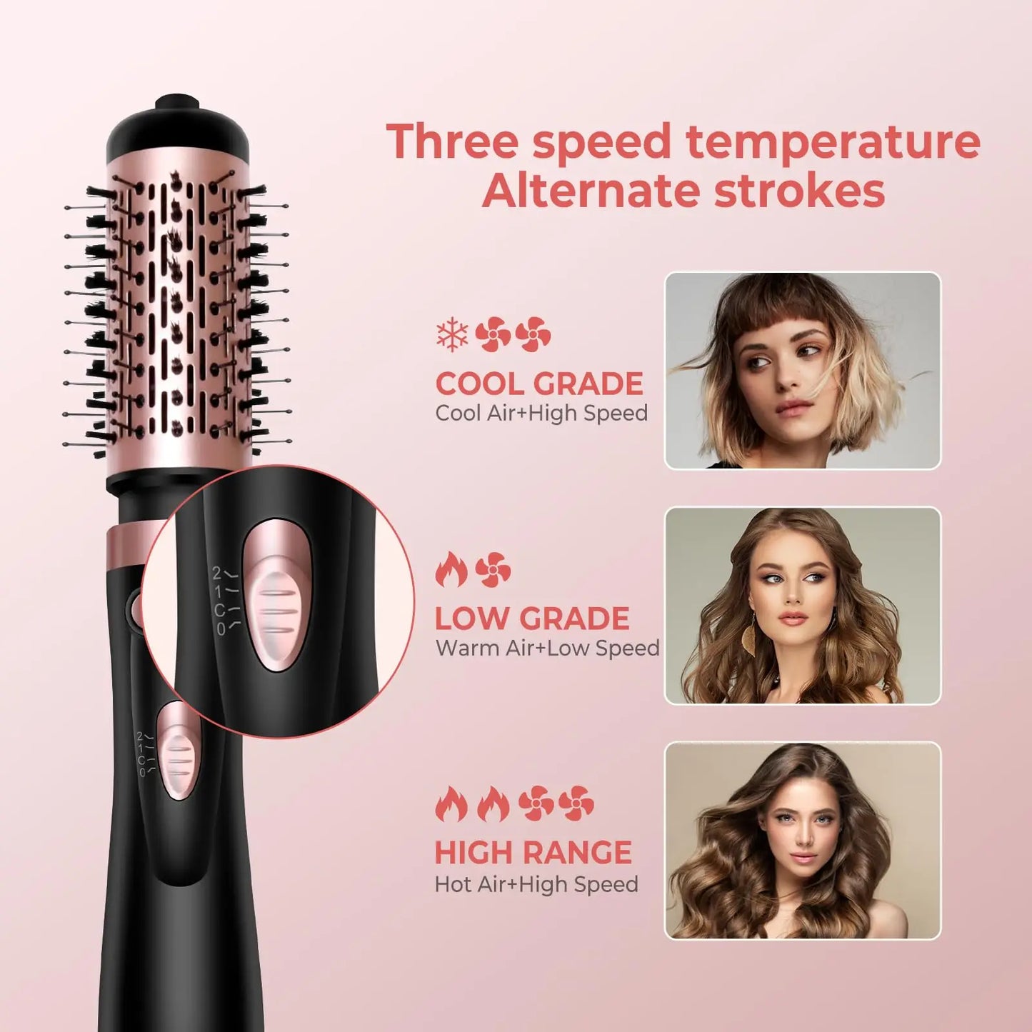 Brosse Sèche-Cheveux 3-en-1 Rotative – Séchage, Volume & Boucles en un seul geste | LS SHOP