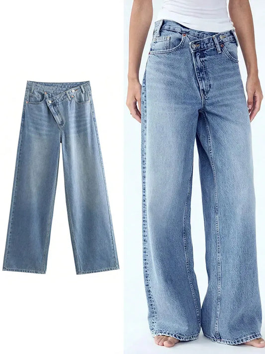 Jean Large Femme LS SHOP – Taille Haute, Style Vintage 2025, Coupe Droite et Casual