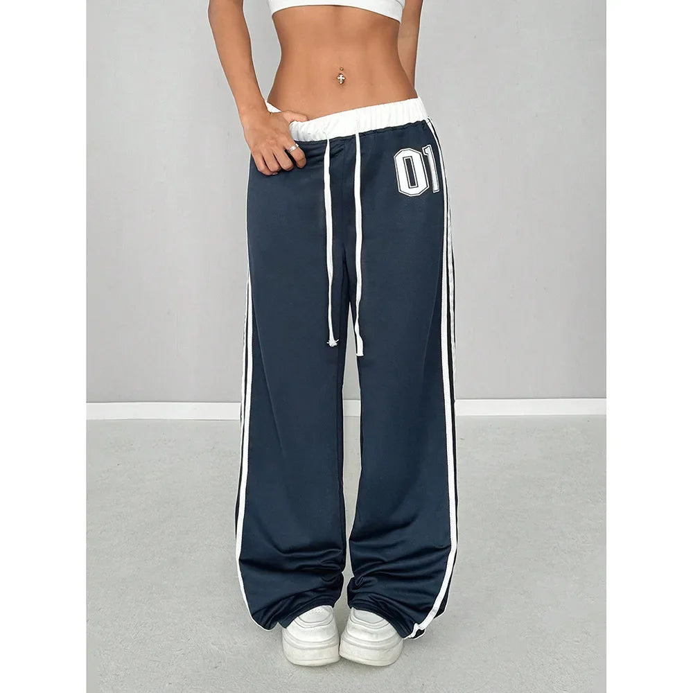 🌟 Pantalon Street Style Femme – Loose, Rayé & Color Block, Confort Maxi 🌟
