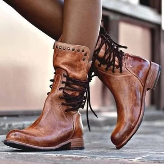 Bottes Femme Style Chevalier – Sangle Arrière & Talon Épais
