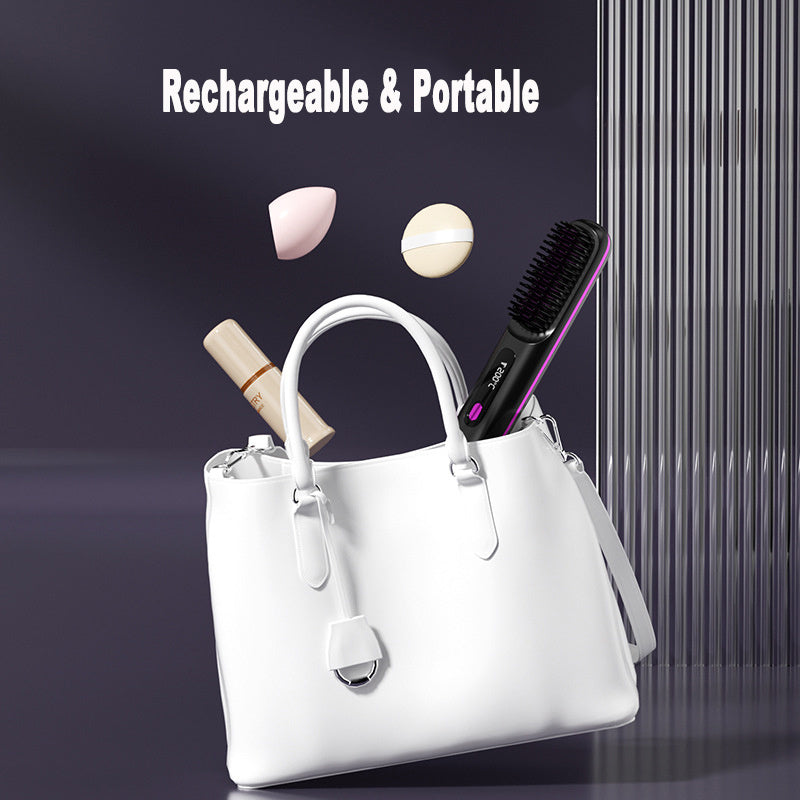 LS SHOP – Brosse Lissante et Boucleuse Sans Fil 2-en-1 | Chauffe Rapide, USB Portable