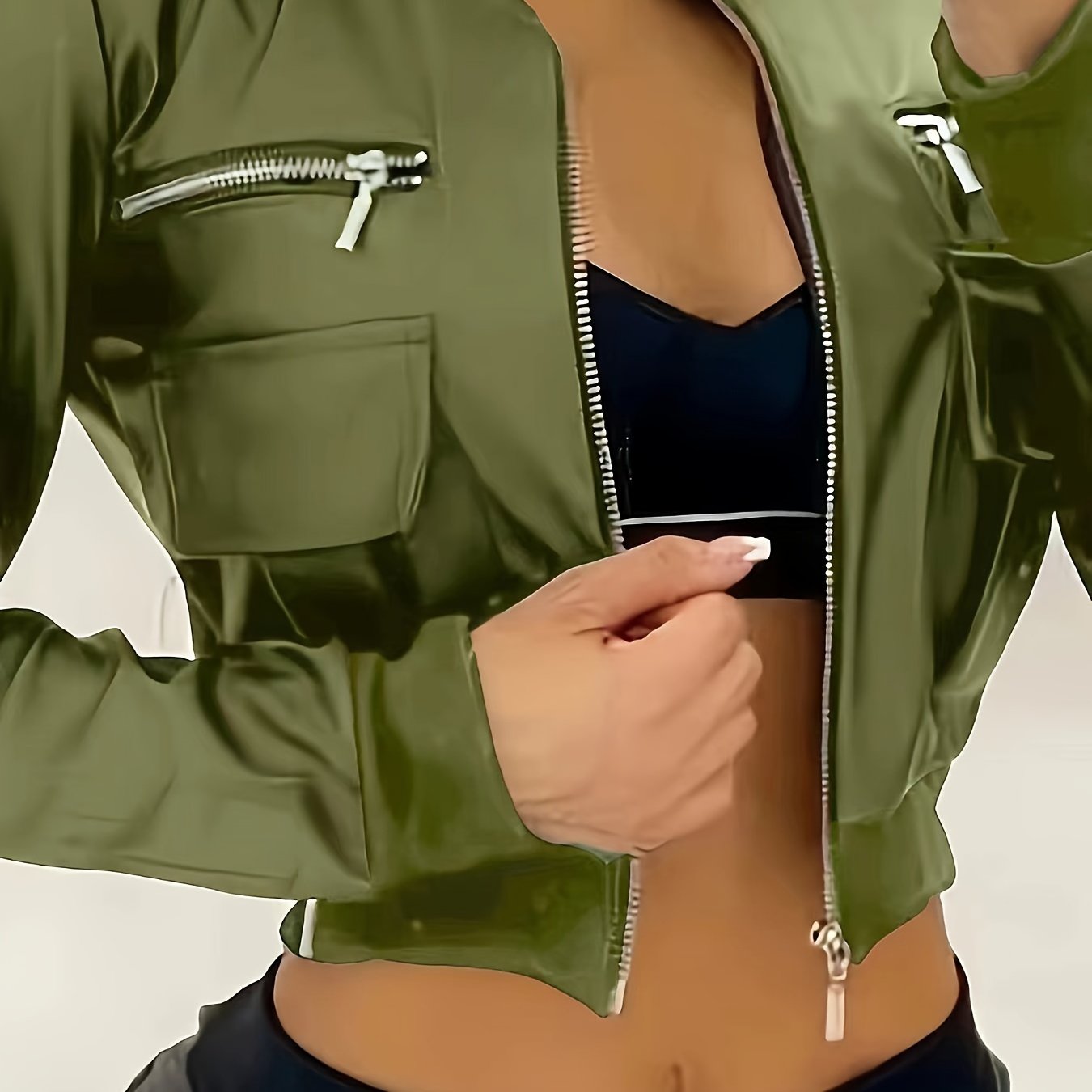 LS SHOP – Veste Courte Zippée Unie | Manches Longues Style Y2K Printemps/Automne