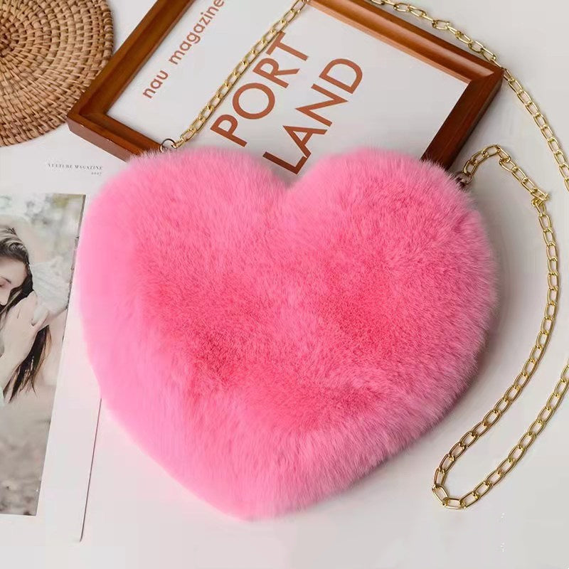 "Sac Femme en Peluche – Chaîne Épaule, Idéal en Soirée"