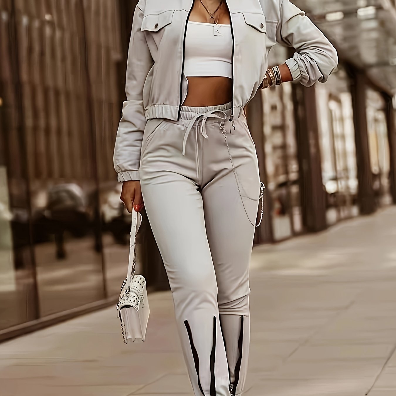 LS SHOP – Ensemble Décontracté Femme | Haut à Manches Longues et Pantalon en Polyester
