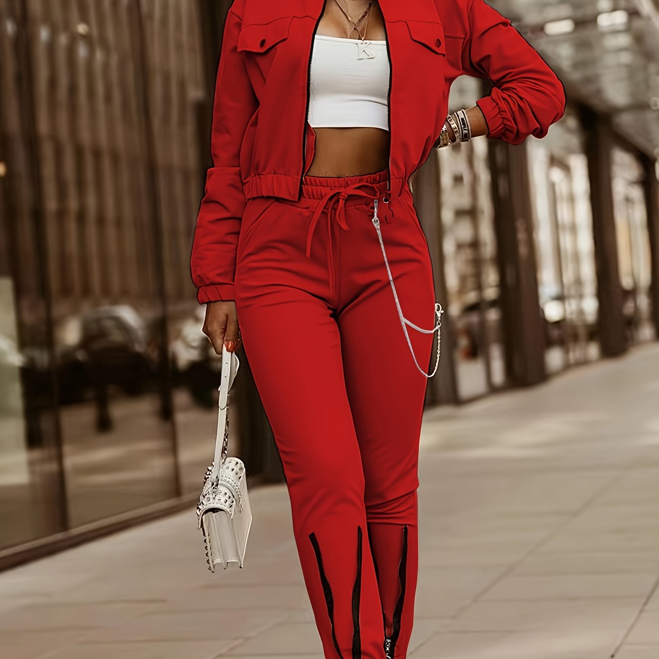 LS SHOP – Ensemble Décontracté Femme | Haut à Manches Longues et Pantalon en Polyester