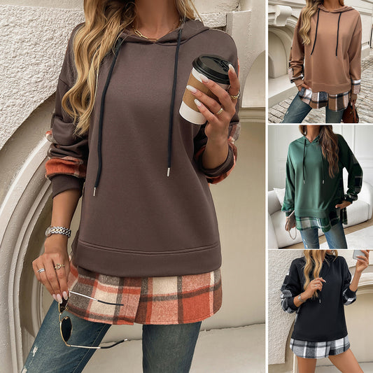 LS SHOP – Women’s Vintage Oversized Hoodie | Plaid Patchwork Y2K Streetwear