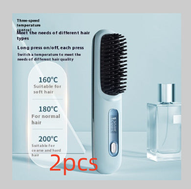 LS SHOP – Brosse Lissante et Boucleuse Sans Fil 2-en-1 | Chauffe Rapide, USB Portable