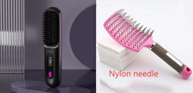 LS SHOP – Brosse Lissante et Boucleuse Sans Fil 2-en-1 | Chauffe Rapide, USB Portable