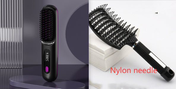 LS SHOP – Brosse Lissante et Boucleuse Sans Fil 2-en-1 | Chauffe Rapide, USB Portable