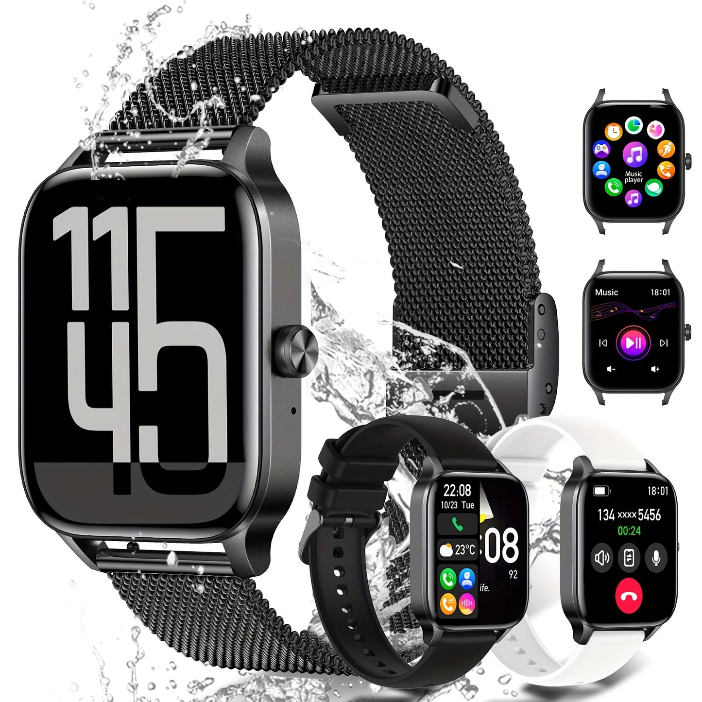 📱 LS Shop – Montre Connectée HD 1,85” 🕒 | Assistant Vocal IA 🎤, Appels & Messages 📩, Musique 🎵, Caméra à Distance 📸, Rappel Sédentarité ⏰ +100 Fonctions