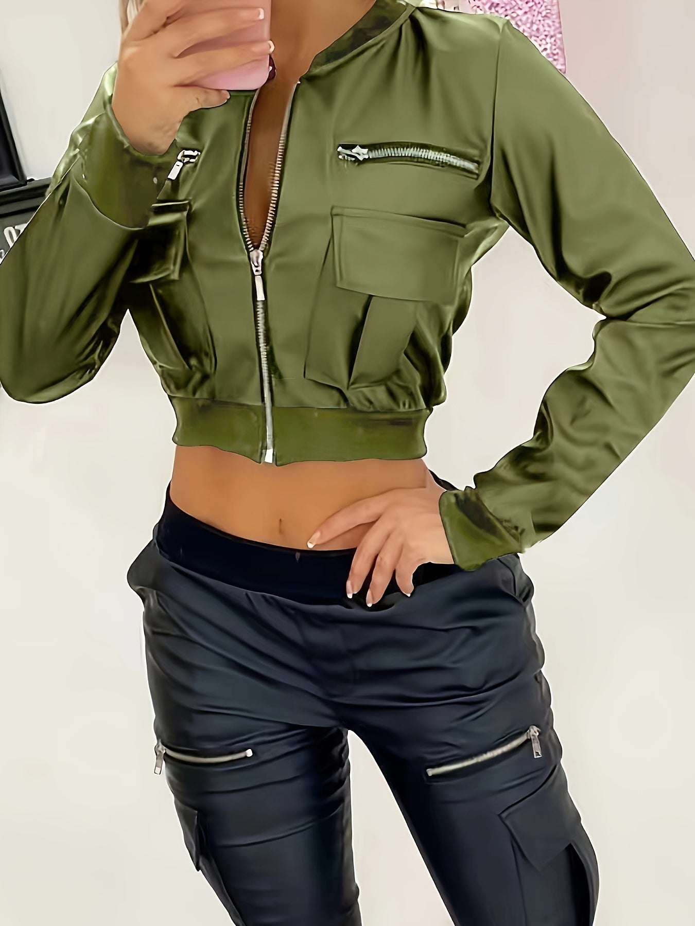 LS SHOP – Veste Courte Zippée Unie | Manches Longues Style Y2K Printemps/Automne