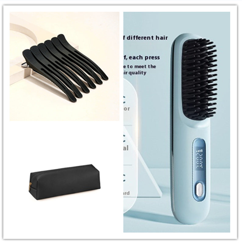 LS SHOP – Brosse Lissante et Boucleuse Sans Fil 2-en-1 | Chauffe Rapide, USB Portable