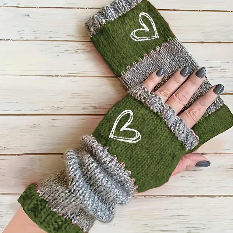 « LS-SHOP ❄️ Gants Femme Sans Doigts – Broderie Cœur, Couleurs Retro, Chauds & Fashion Automne/Hiver | ls-shop-gants-femme »