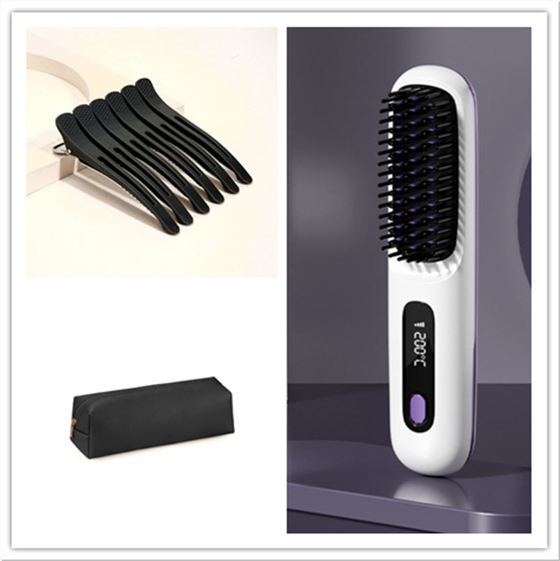 LS SHOP – Brosse Lissante et Boucleuse Sans Fil 2-en-1 | Chauffe Rapide, USB Portable