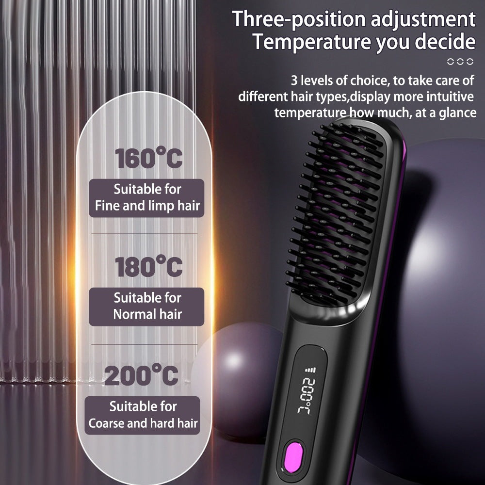 LS SHOP – Brosse Lissante et Boucleuse Sans Fil 2-en-1 | Chauffe Rapide, USB Portable