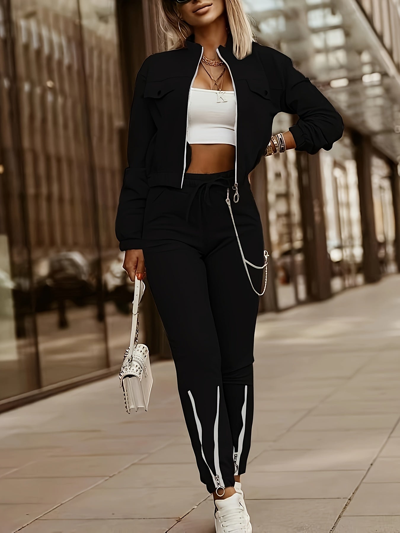 LS SHOP – Ensemble Décontracté Femme | Haut à Manches Longues et Pantalon en Polyester