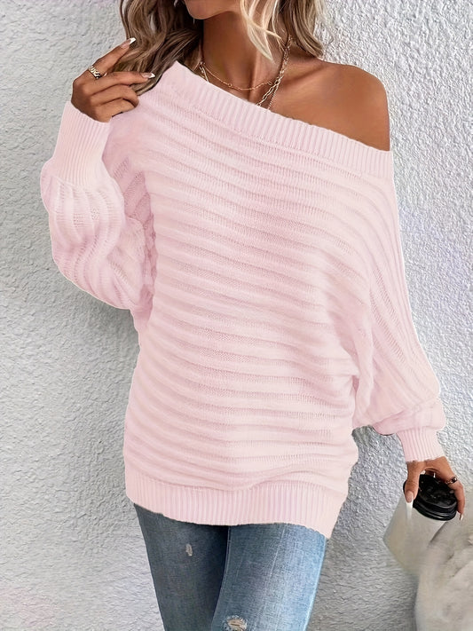 « LS-SHOP ✨ Pull Épaules Dénudées Femme – Chic, Couleur Unie, Pull Confortable en Acrylique à Manches Lanternes | ls-shop-pull-femme-chic »leeves, Casual & Stylish, Perfect for Fall/Winter - Hand Washable