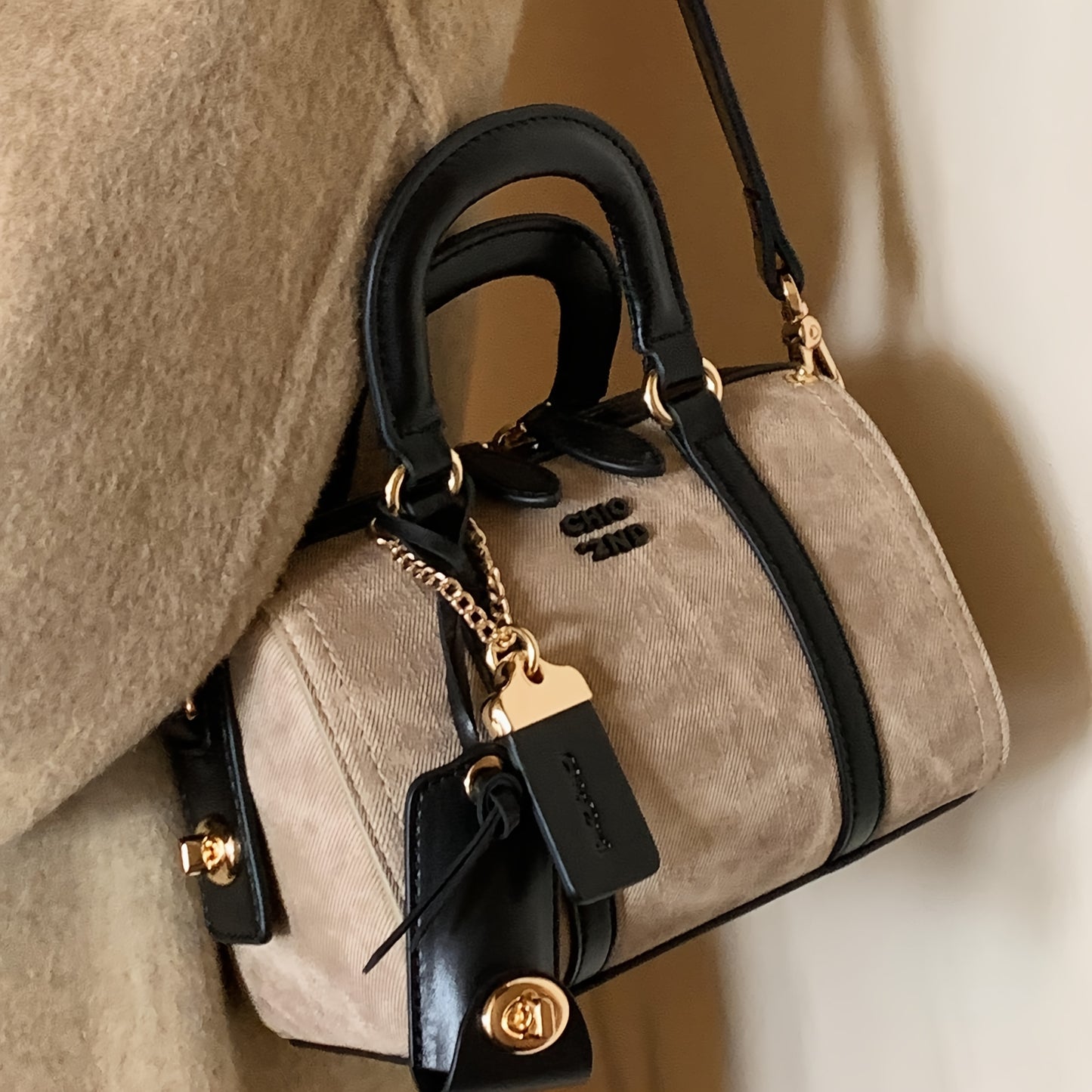 👜 LS SHOP – Sac à Main Beige Élégant pour Femme – Zippé, Bandoulière Amovible & Chic