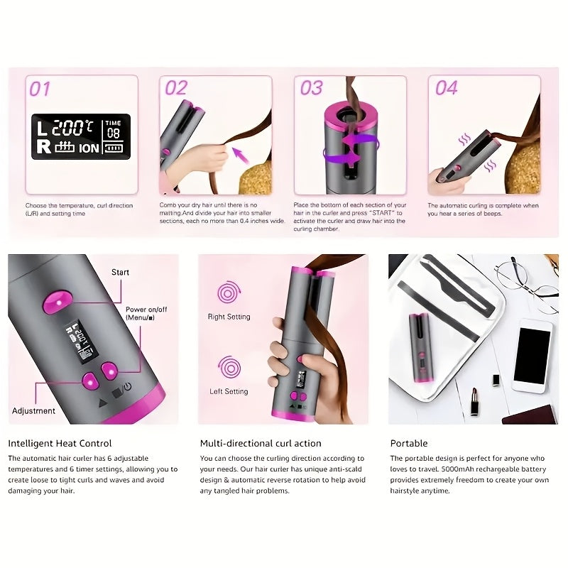 💖 Boucleur Sans Fil Rechargeable LS SHOP – Des Boucles Parfaites en Toute Simplicité